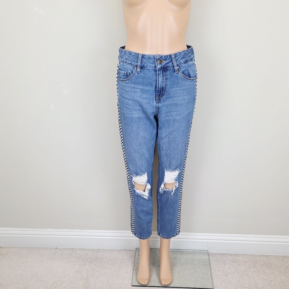 Emprye Eileen Checkered Side Stripe Distressed Mo… - image 4